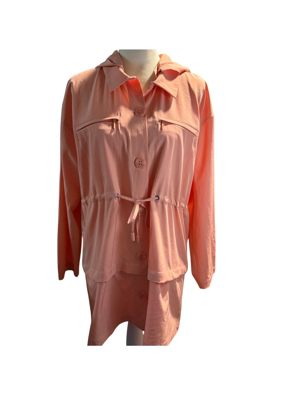 Soft Surroundings Go Lively Convertible Jacket, Hidden Hood, Salmon, Size Medium